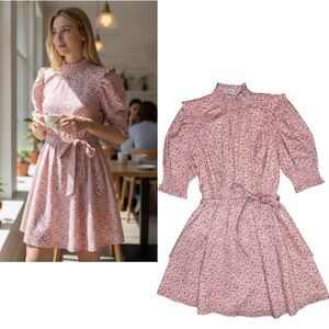 ENGLISH FACTORY Floral Cottagecore Puff Sleeve Mock Neck Dress S